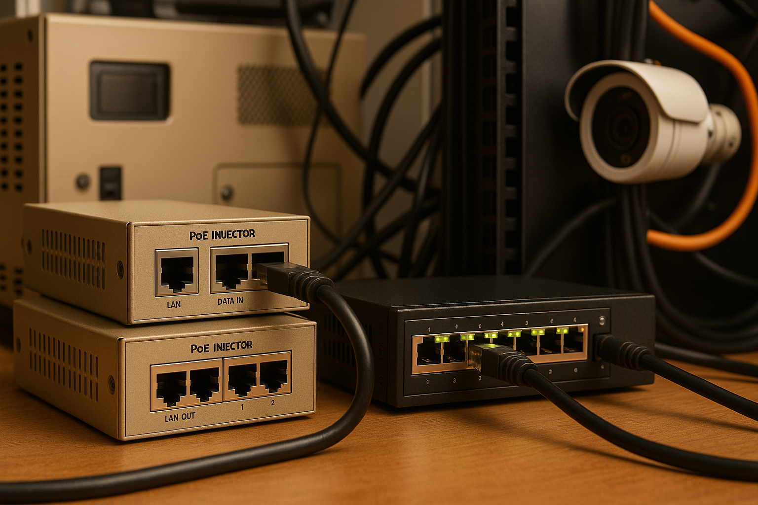 PoE switches powering cameras